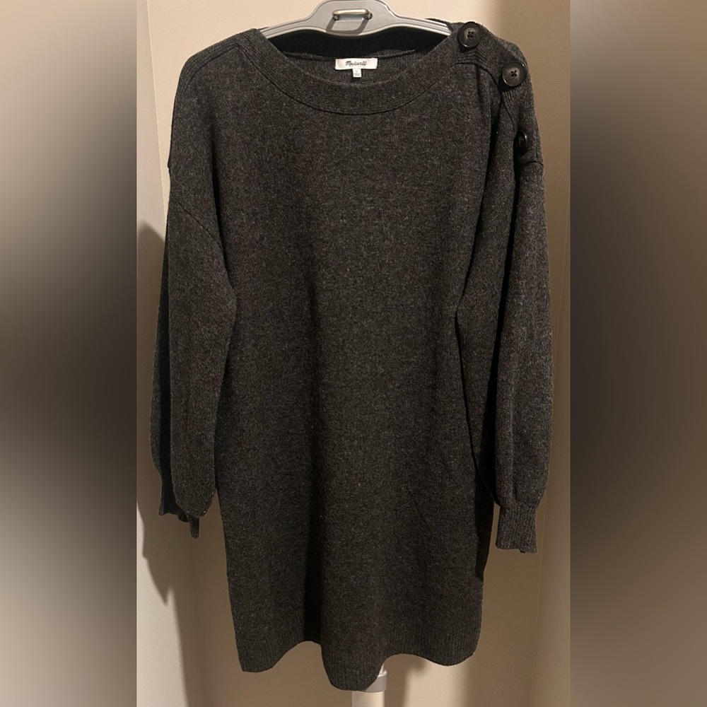 Madewell | Charcoal Long Sleeve Wool Dress